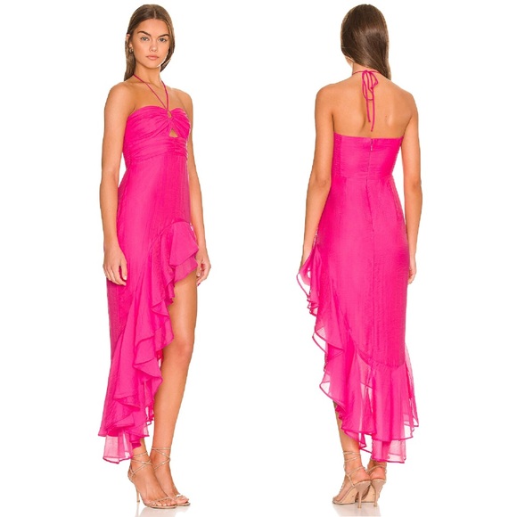 Amanda Uprichard Estrada Asymmetrical Ruffle Dress - Picture 2 of 6